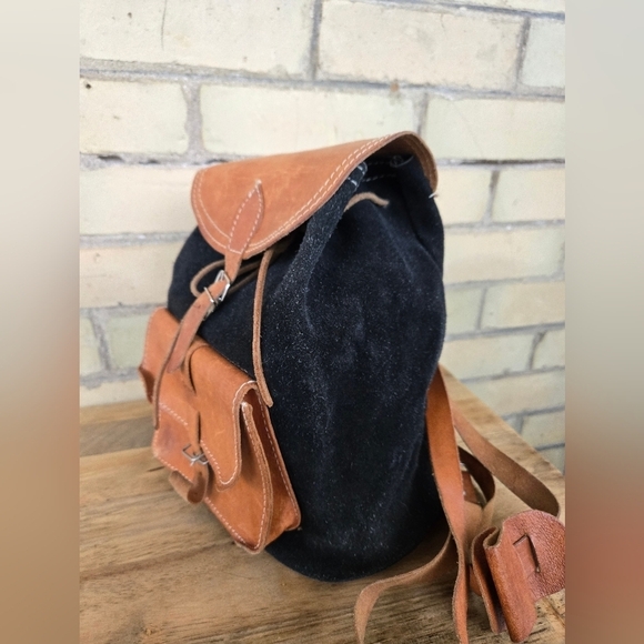 Vintage Suede & Leather Backpack - Picture 7 of 11